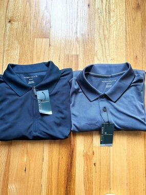 Perry Ellis Men’s Polo Duo - Dark Navy & Slate Blue